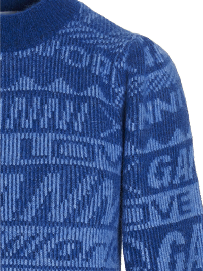 Shop Ganni Button Logo Sweater In Blue