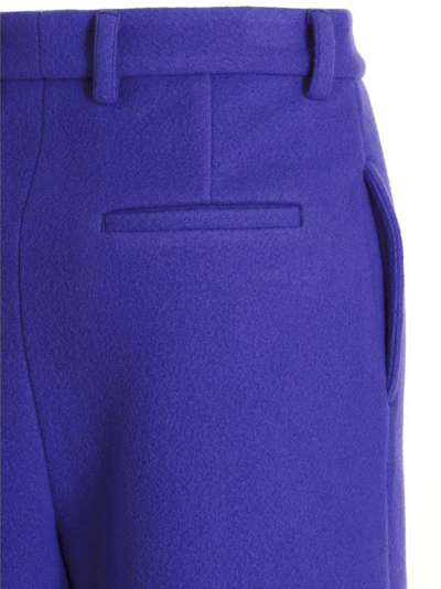 Shop Msgm Wool Cloth Pants In Purple