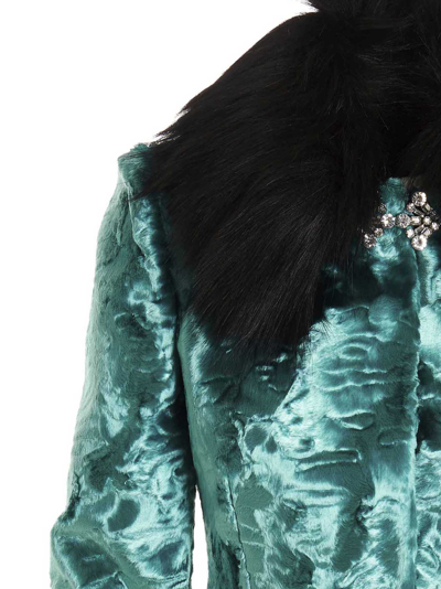 Shop Alessandra Rich Faux Fur Cropped Velvet Jacket In Multicolor