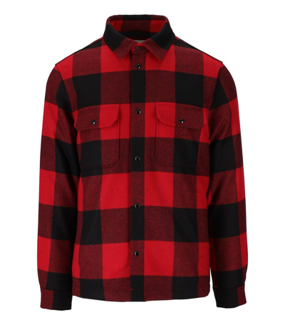 Shop Woolrich Alaskan Check Red Black Overshirt In Rosso/nero