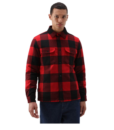 Shop Woolrich Alaskan Check Red Black Overshirt In Rosso/nero