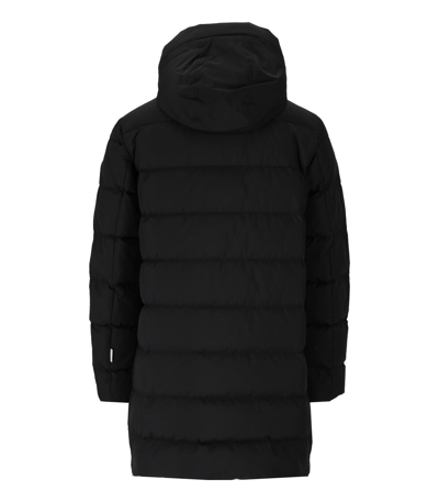 Shop Woolrich High Tech Black Long Hooded Down Jacket In Nero