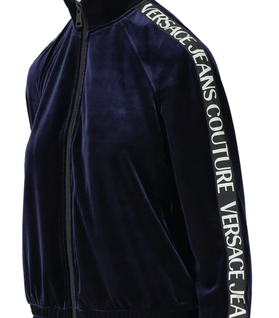 Shop Versace Jeans Couture Blue Velvet Sweatshirt