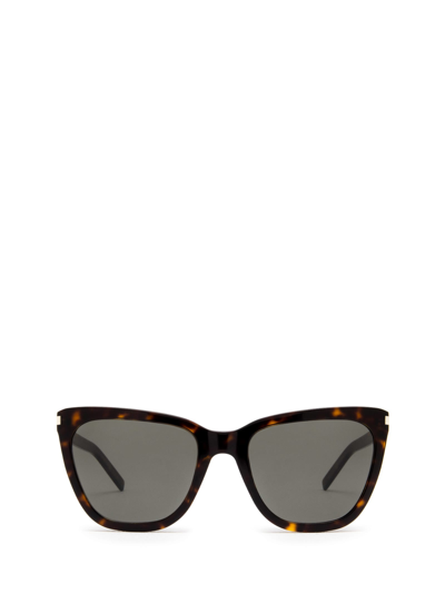 Shop Saint Laurent Sl 548 Slim Havana Sunglasses