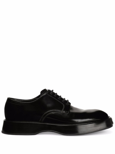 Shop Dolce E Gabbana Men's  Black Leather Lace Up Shoes