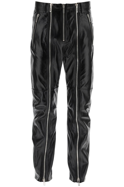 Shop 032c Leather Pants With Zippers In Black