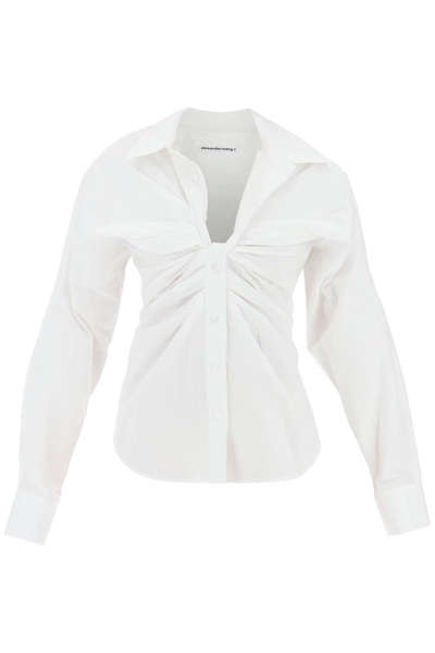 Shop Alexander Wang Poplin Shirt With Knot Placket In White