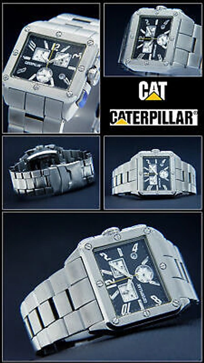 Pre-owned Caterpillar Exclusive Sporty Men's Watch Cat Chronograph Cube S2 143 Steel 10bar 1 11/16in