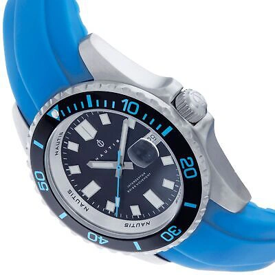 Pre-owned Nautis Interceptor Box Set With Interchangable Bands And Date Display-light Blue