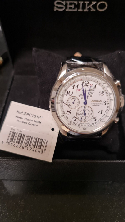Pre-owned Seiko Spc131p1 Neo Classic Quartz Perpetual 7t86 Chronograph  Alarm Hardlex Watch | ModeSens