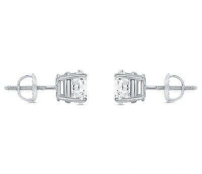 Pre-owned Shine Brite With A Diamond 2.25 Ct Round Earrings Studs Solid 14k White Gold Brilliant Cut Screwback Basket In White/colorless