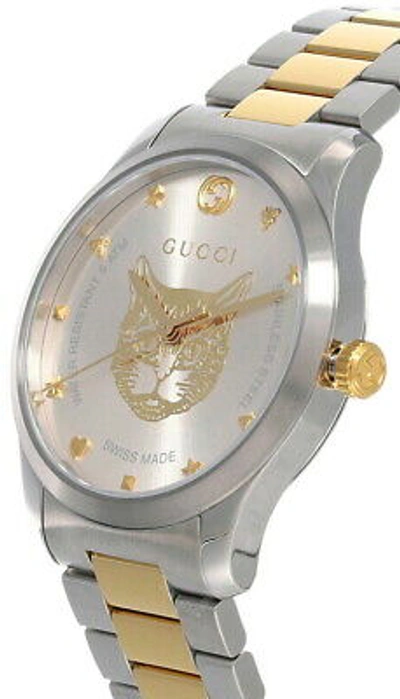 Pre-owned Gucci G-timeless 38mm Stainless Steel & Gold Women's Watch Ya1264074