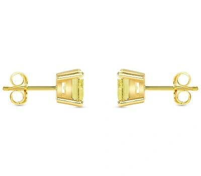 Pre-owned Shine Brite With A Diamond 1.25 Ct Princess Canary Earrings Studs Solid 18k Yellow Gold Push Back Basket