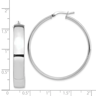 Pre-owned Accessories & Jewelry Italian 14k White Gold High Polished 7mm X 38mm Medium Hinged Hoop Earrings