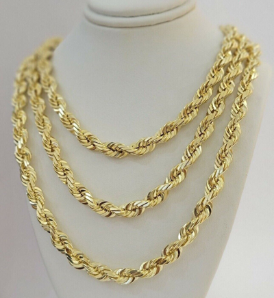 Pre-owned My Elite Jeweler Mens 10k Yellow Gold Rope Chain Necklace 8mm 18"-30" Inch Diamond Cut Solid 10k