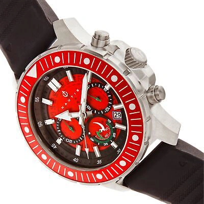 Pre-owned Nautis Caspian Chronograph Strap Watch W/date - Black/red