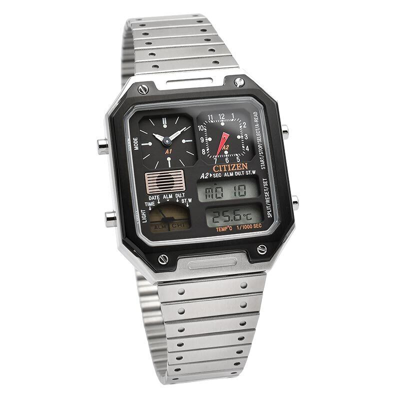 Pre-owned Citizen Collection Jg2126-69e Record Label Thermo Sensor Watch Ana-digi Temp