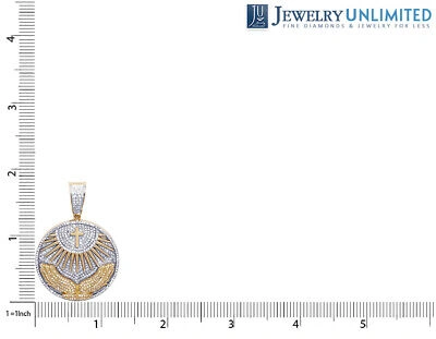 Pre-owned Jewelry Unlimited Unisex Praying Hands And Cross Medallion Real Diamond Pendant 9/10 Ct 10k Yel... In H-i