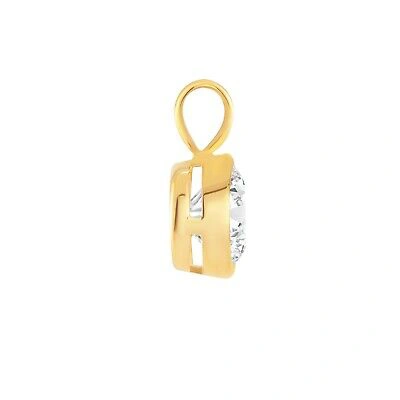 Pre-owned Shine Brite With A Diamond 2.50 Ct Round Created Diamond Solid 18k Yellow Gold Bezel Pendant 18" Necklace In White/colorless