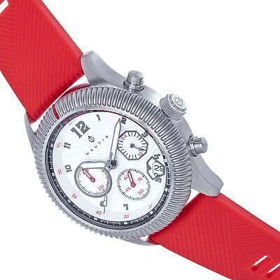 Pre-owned Nautis Meridian Chronograph Strap Watch W/date - Red