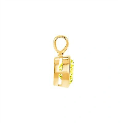 Pre-owned Shine Brite With A Diamond 1.75 Ct Round Cut Canary Solid Real 18k Yellow Gold Bezel Pendant 18" Necklace