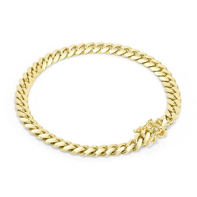 Pre-owned Nuragold 14k Yellow Gold Solid Mens 6mm Miami Cuban Link Chain Bracelet Box Clasp 9"