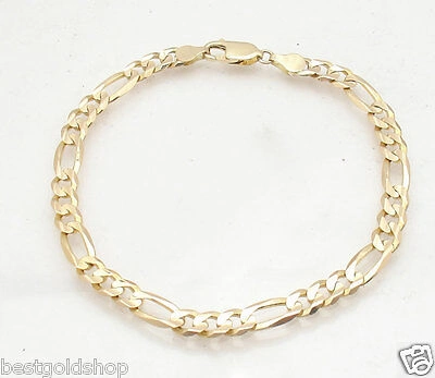 Pre-owned Bestgoldshop 8.5" 6mm Mens Royal Figaro Bracelet Real Solid 14k Yellow Gold Great Gift Idea