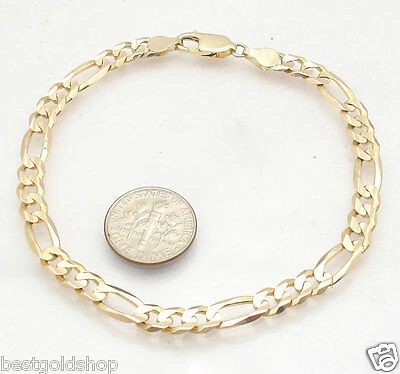 Pre-owned Bestgoldshop 8.5" 6mm Mens Royal Figaro Bracelet Real Solid 14k Yellow Gold Great Gift Idea