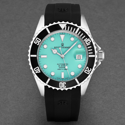 Pre-owned Revue Thommen 's Men's Diver Green Dial Rubber Strap Automatic Watch 17571.2831