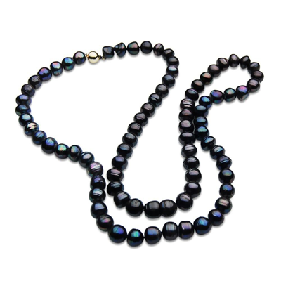 Pre-owned Pacific Pearls® 12mm Baroque Black Freshwater Pearl Necklaces Gold Wedding Gifts