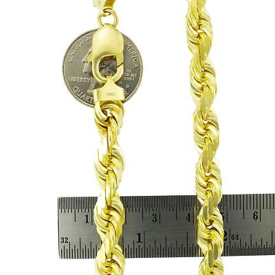 Pre-owned Nuragold 10k Yellow Gold 10mm Rope Diamond Cut Italian Chain Pendant Mens Necklace 30"