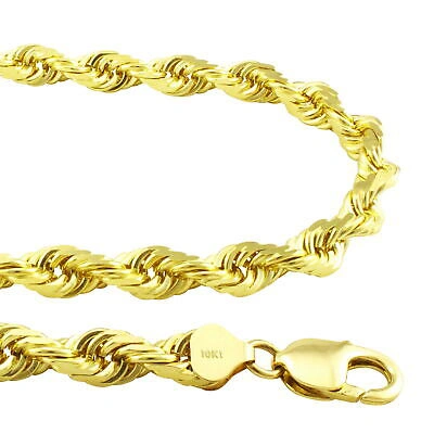 Pre-owned Nuragold 10k Yellow Gold 10mm Rope Diamond Cut Italian Chain Pendant Mens Necklace 30"