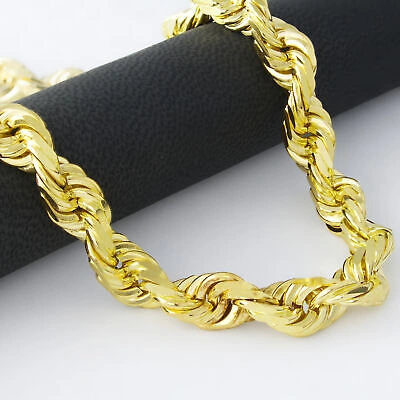Pre-owned Nuragold 10k Yellow Gold 10mm Rope Diamond Cut Italian Chain Pendant Mens Necklace 30"