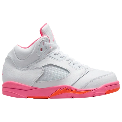 Shop Jordan Girls  Retro 5 In White/pink/orange