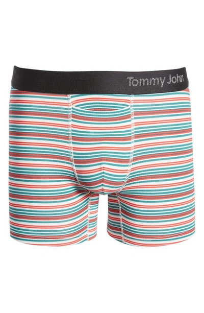 Shop Tommy John Cool Cotton 4-inch Boxer Briefs In Ice Blue Tabloid Stripe