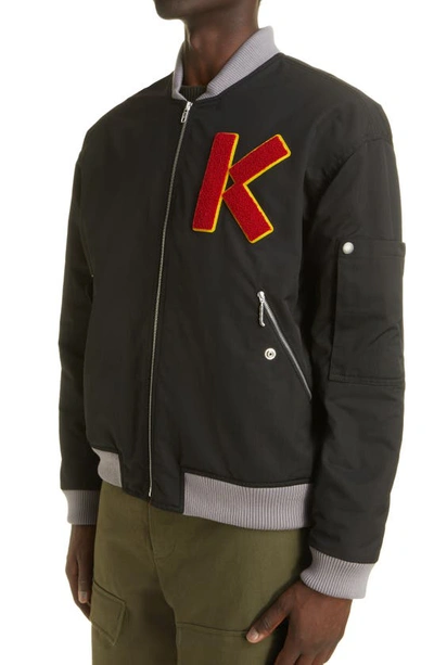 Shop Kenzo Logo Twill Bomber Jacket In Black