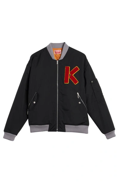 Shop Kenzo Logo Twill Bomber Jacket In Black