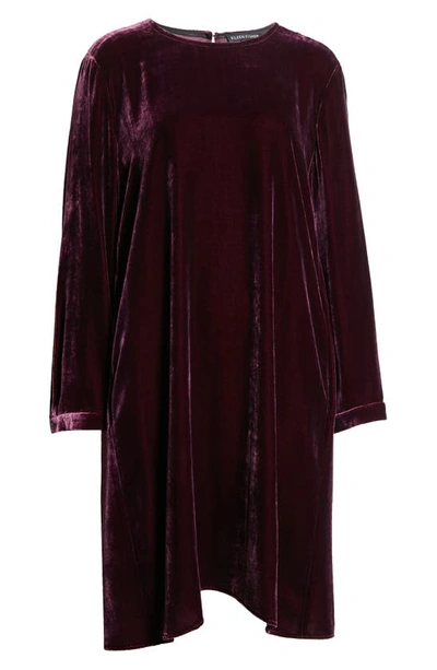 Shop Eileen Fisher Long Sleeve Velvet Shift Dress In Sweet Plum