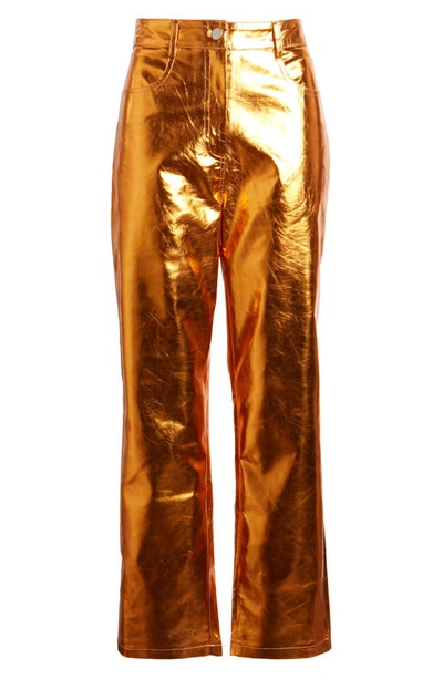Shop Amy Lynn Shiny Straight Leg Pants In Bronze