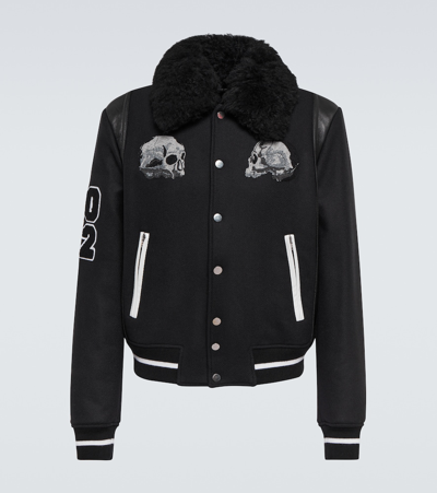 Shop Amiri X Wes Lang Skull Varsity Jacket In Black