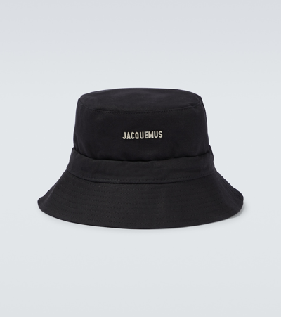 Shop Jacquemus Cotton Bucket Hat In Black