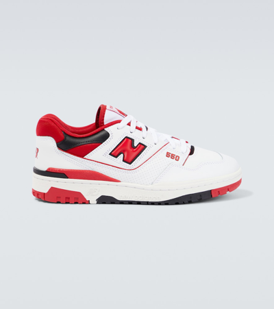 Shop New Balance 550 Leather Sneakers In White/team Red