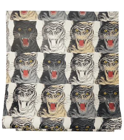 Shop Gucci Tiger Face Printed Wallpaper