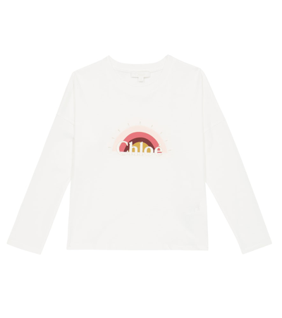 Shop Chloé Logo Cotton T-shirt In Offwhite