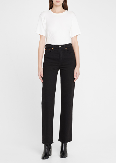 Shop Re/done 90s High Rise Straight-leg Jeans In Black