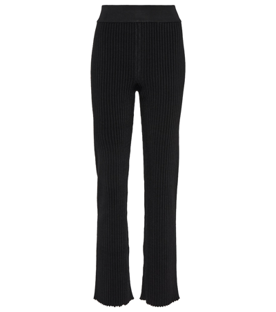 Alaïa Ribbed-knit Straight-leg Pants In Noir Alaia