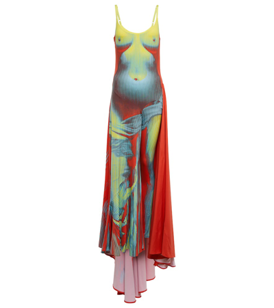 Shop Y/project X Jean Paul Gaultier Body Morph Maxi Dress In Yellow Red Blue