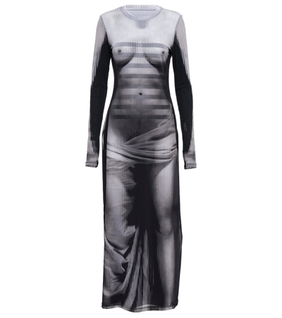 Shop Y/project X Jean Paul Gaultier Body Morph Mesh Maxi Dress In Black White