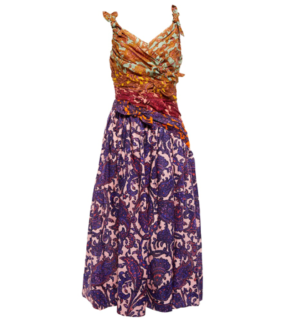 Shop Zimmermann Tiggy Printed Linen Midi Dress In Spliced Paisley