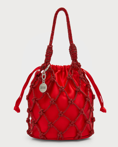 Shop Judith Leiber Sparkle Crystal Net Top-handle Bag In Red